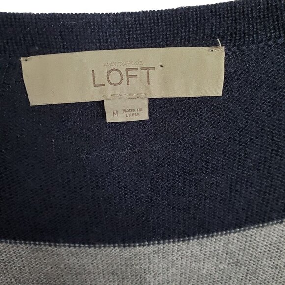 Ann Taylor Loft Size M Dress Sweater Merino Wool Blend Nautical Stripe Knit - Picture 7 of 11